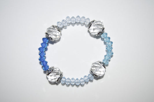 Blue tone and clear faceted bead bracelet