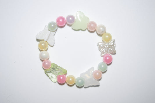 Colorful round and butterfly bead bracelet