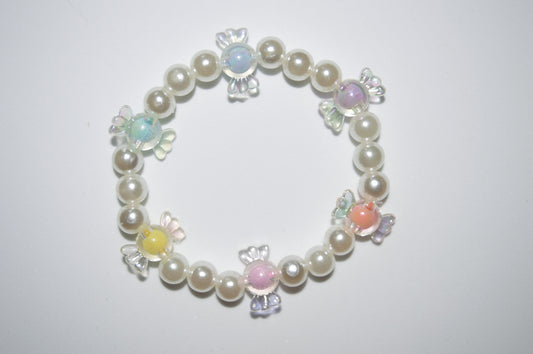 Cream pearl and candy shaped bead bracelet