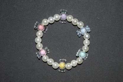 Cream pearl and candy shaped bead bracelet